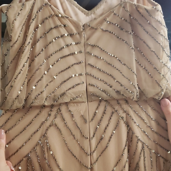 BHLDN Obreanna ADRIANNA PAPELL Taupe Pink Art Deco - Picture 8 of 10